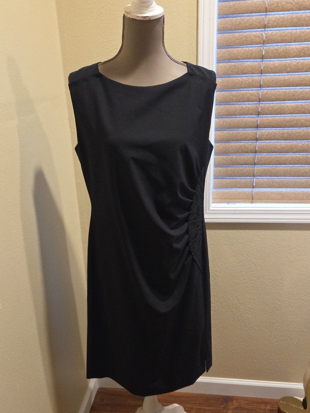 Hugo Boss Black Sleeveless Ruched Sheath Dress